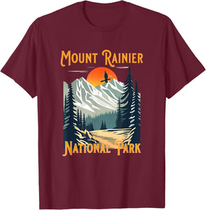 Vintage Mount Rainier National Park Souvenir Hiking T-Shirt - T-Shirt | Maroon