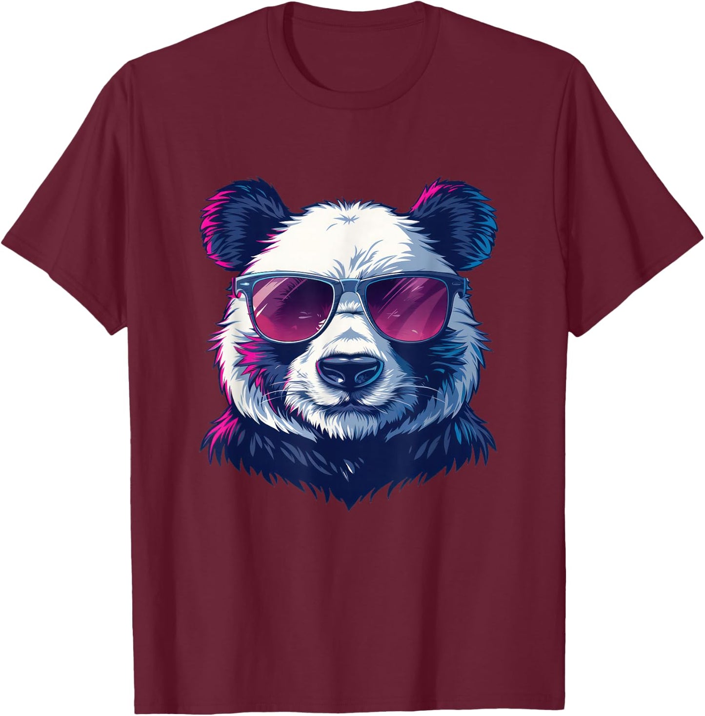 Panda Sunglasses Graphic T-Shirt - T-Shirt | Maroon
