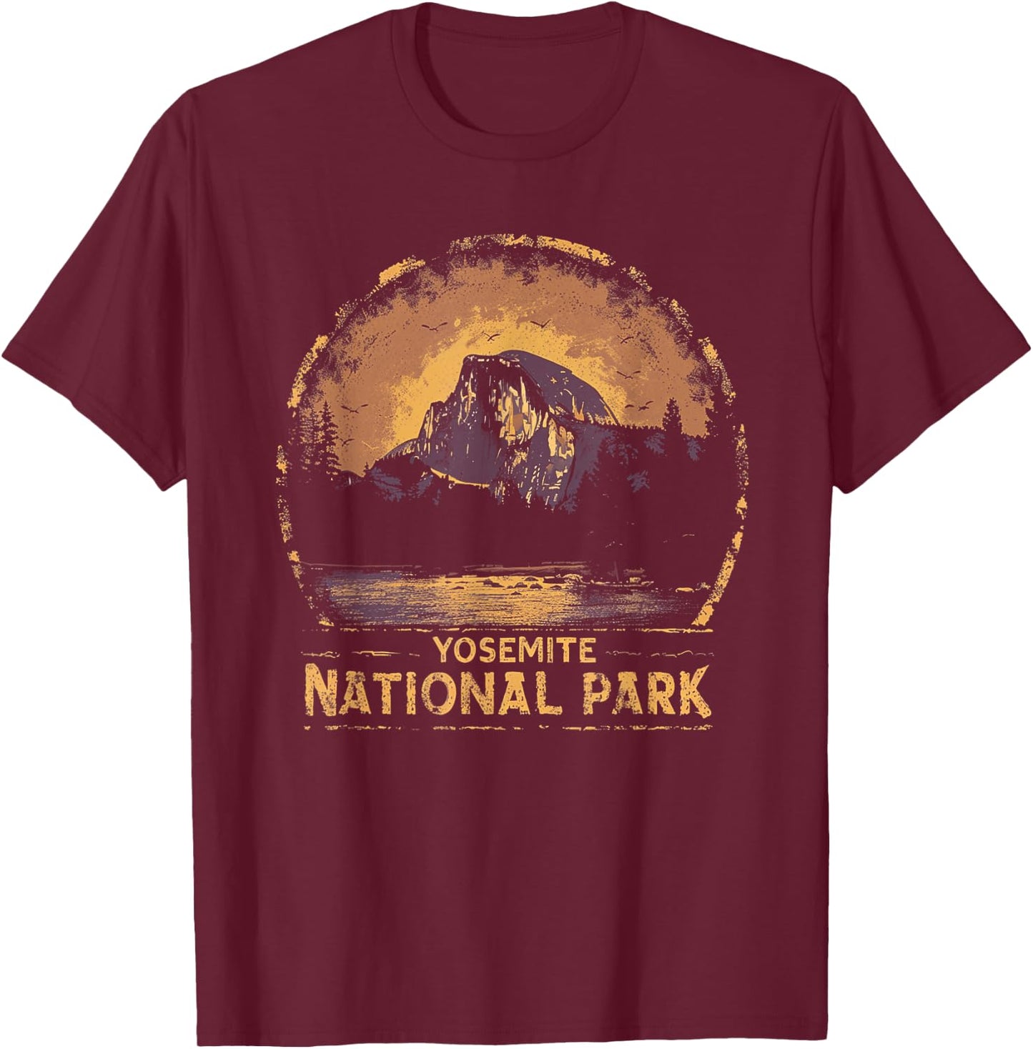 Yosemite - US National Park Vintage Men Women Kids Retro T-Shirt - T-Shirt | Maroon