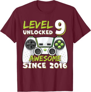 9 Year Old BDay Decorations Son Boy 9yr 2016 9th Birthday T-Shirt - T-Shirt | Maroon