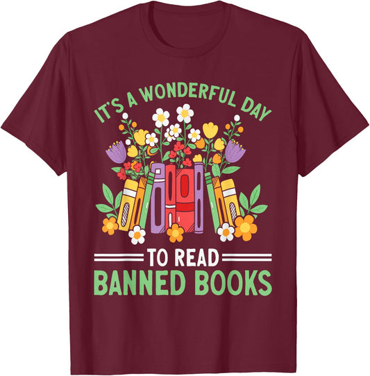 Banned Books Week Librarian Reading T-Shirt - T-Shirt | Maroon