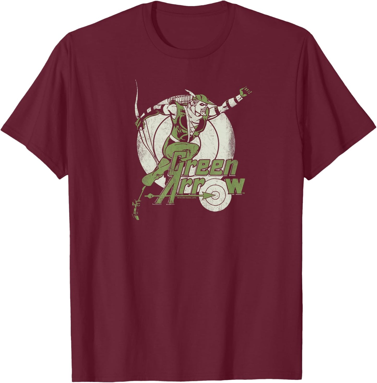 Green Arrow Right on Target T-Shirt - T-Shirt | Maroon