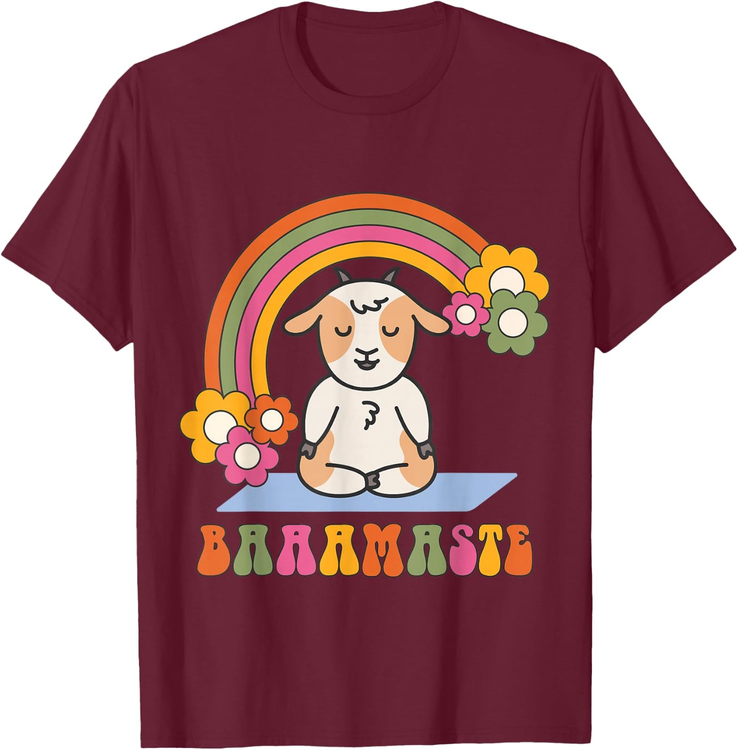 Baaamaste Goat Yoga Meditation Zen Namaste Funny T-Shirt - T-Shirt | Maroon