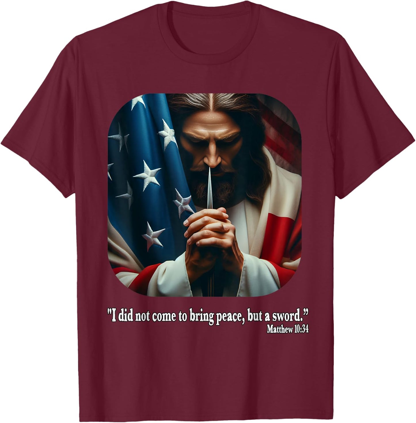 Jesus Fourth of July Bible Quote USA Flag Christian T-Shirt - T-Shirt | Maroon