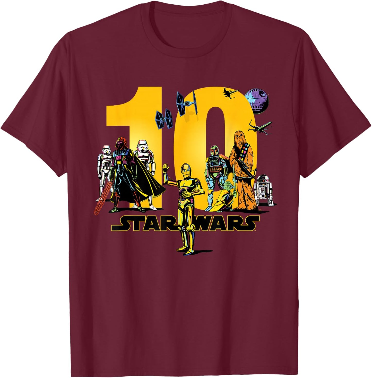 Star Wars Classic Characters Tenth Birthday 10 Years Old T-Shirt - T-Shirt | Maroon