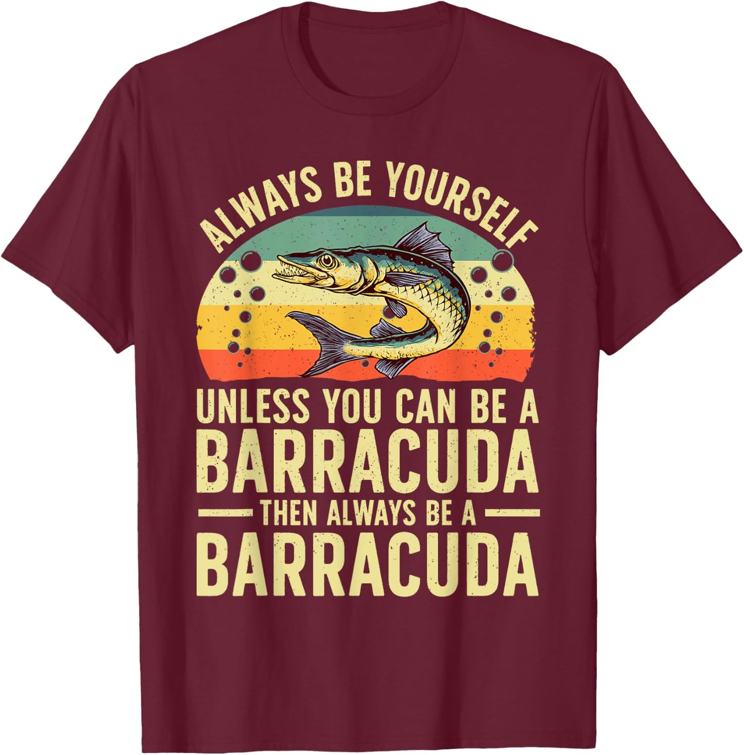 Funny Barracuda Design Women Barracuda Fish Lovers T-Shirt - T-Shirt | Maroon