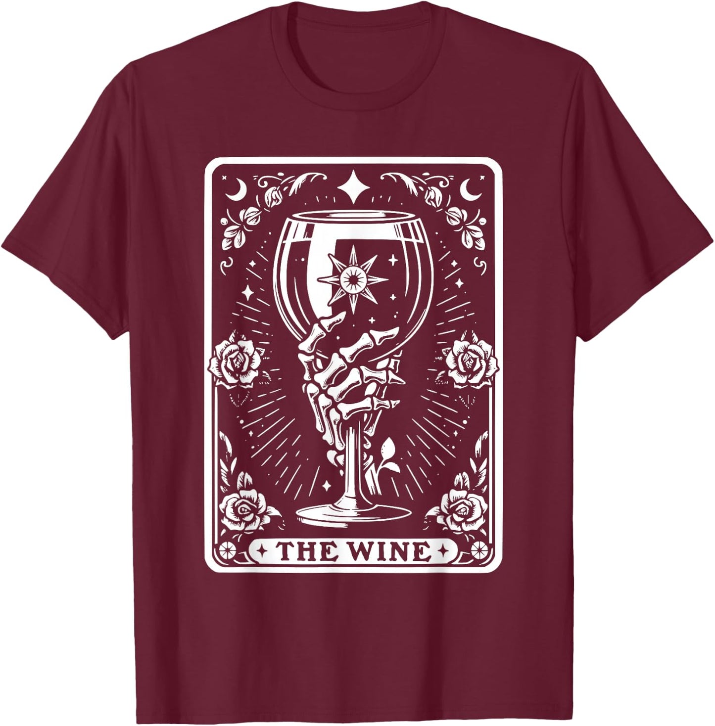 Tarot Card The Wine Skeleton Wine Glass The Wine Tarot Cards T-Shirt - T-Shirt | Maroon