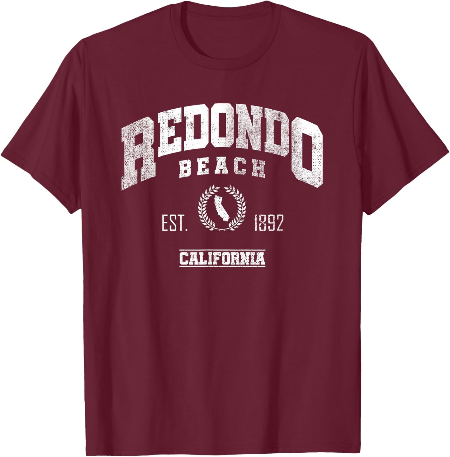 Redondo Beach CA | California | Vintage Throwback T-Shirt - T-Shirt | Maroon