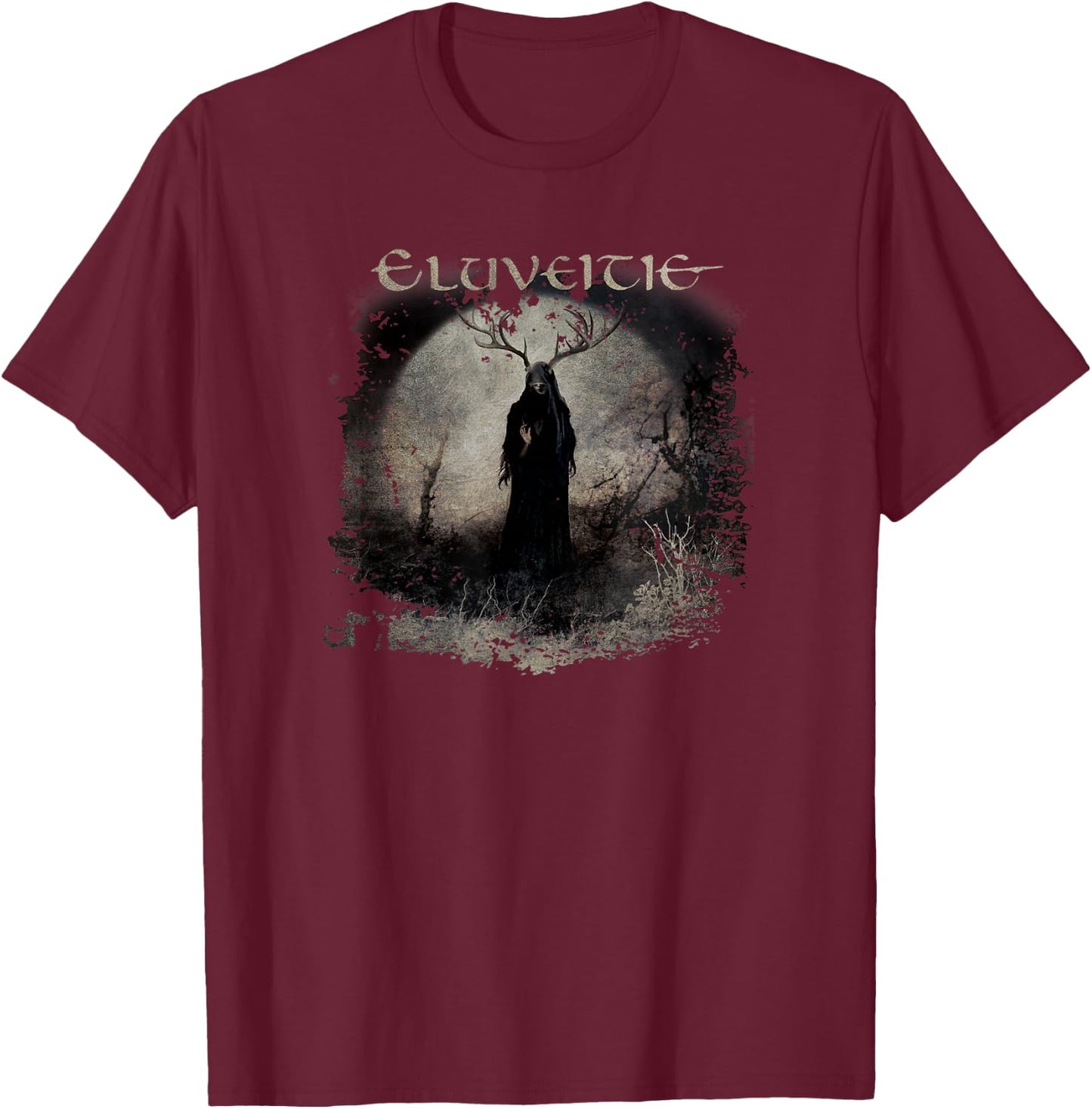 Eluveitie Aidus Cover - Women's Classic Fit Black Small Short Sleeve T-Shirt - T-Shirt | Maroon