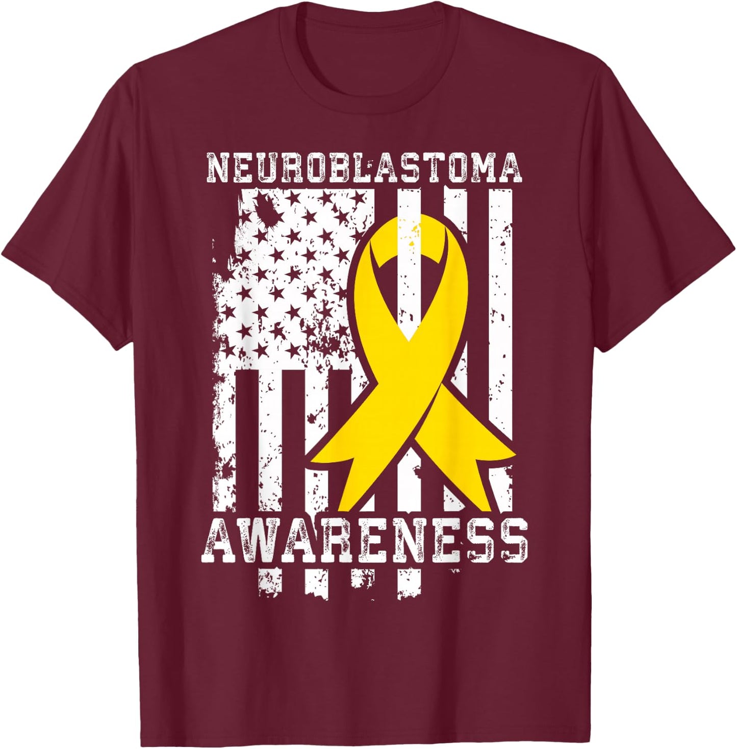 Neuroblastoma Awareness American Flag Shirt T-Shirt - T-Shirt | Maroon