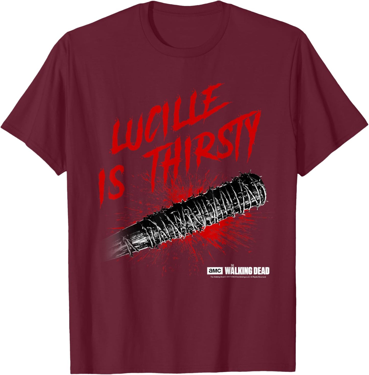 The Walking Dead Lucille is Thirsty T-Shirt - T-Shirt | Maroon
