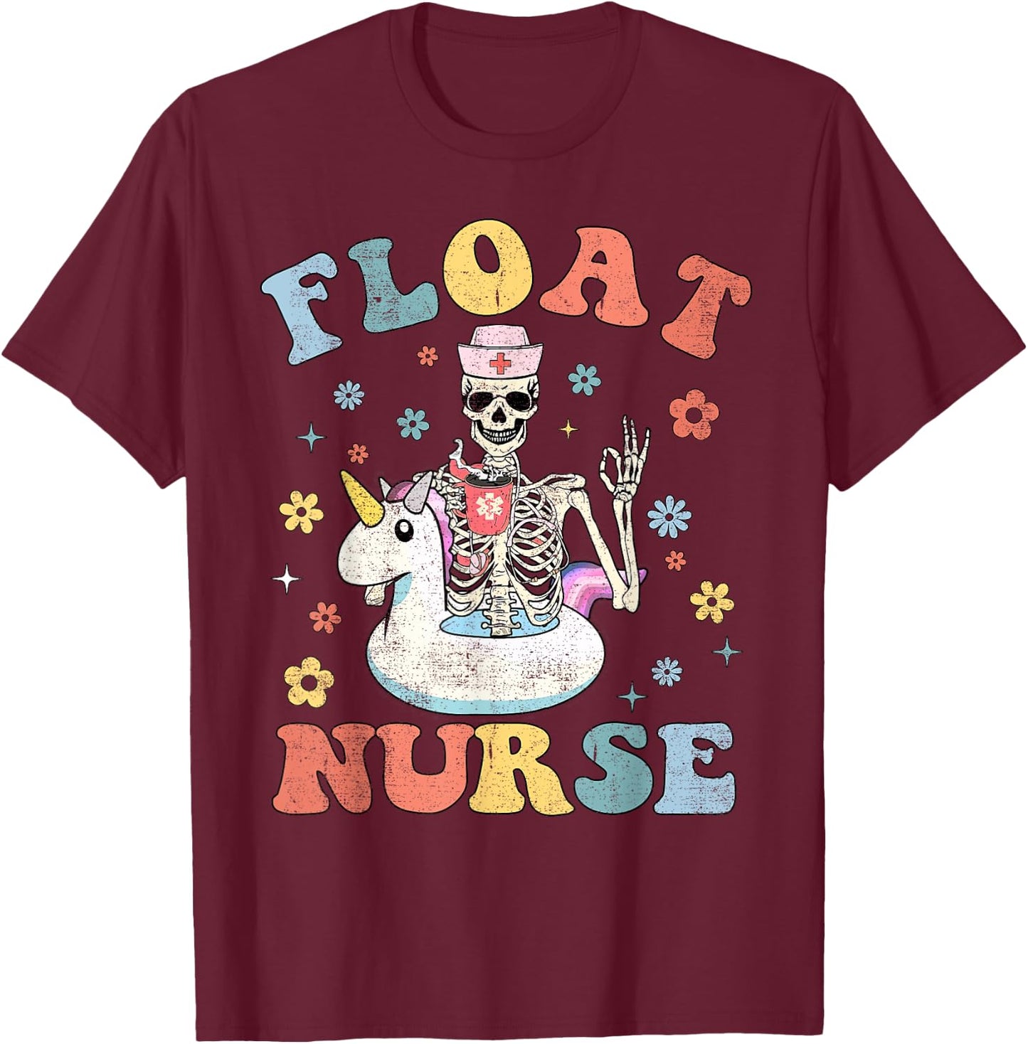 Funny Cute Float Pool Nurse Nursing Squad Crew T-Shirt - T-Shirt | Maroon