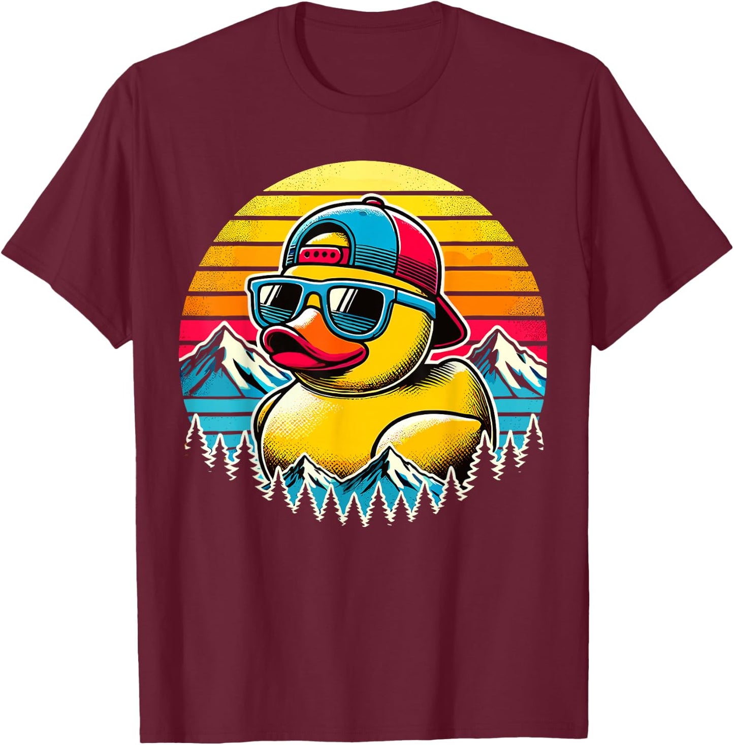 Vintage Duck with Sunglasse T-Shirt - T-Shirt | Maroon