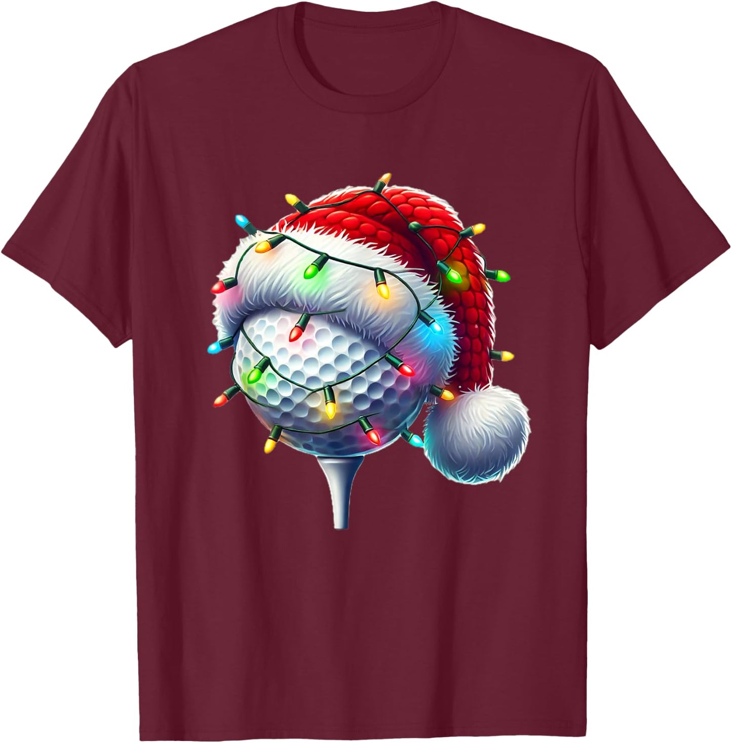 Golf Ball Santa Hat Xmas Golfing Golfer Christmas Boys Men T-Shirt - T-Shirt | Maroon