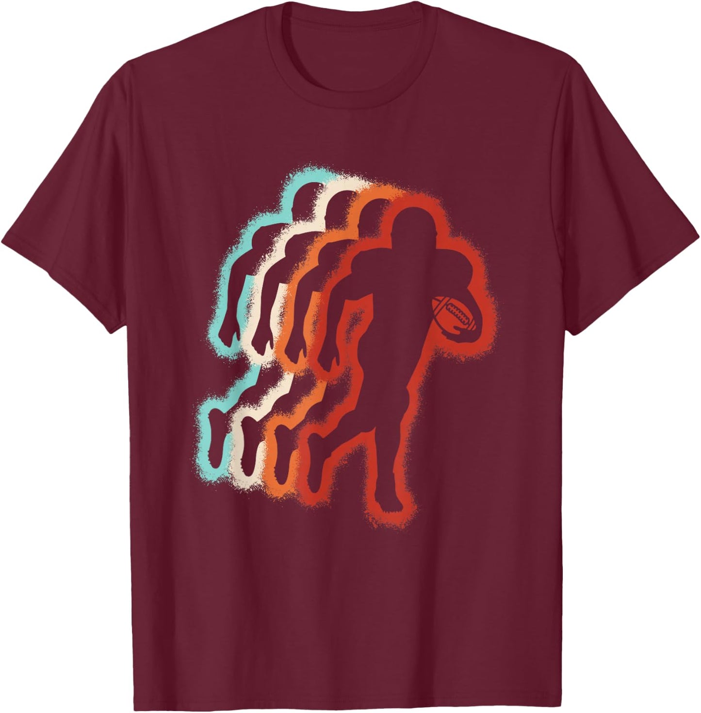 Football Player Retro American Football Lover Men Boys Kids T-Shirt - T-Shirt | Maroon