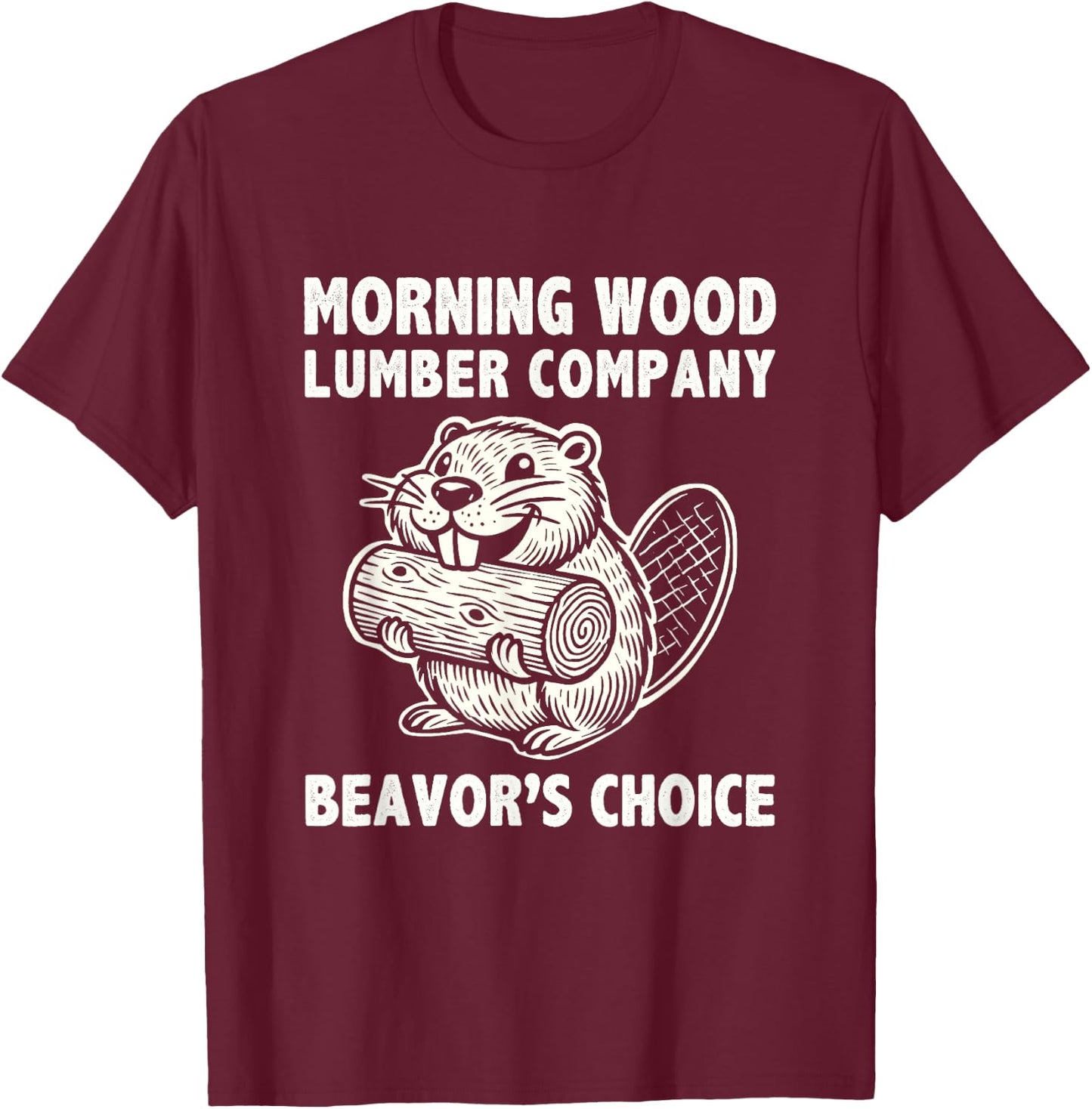 Morning-Wood Lumber-Company Funny Camping Men Lumberjack T-Shirt - T-Shirt | Maroon
