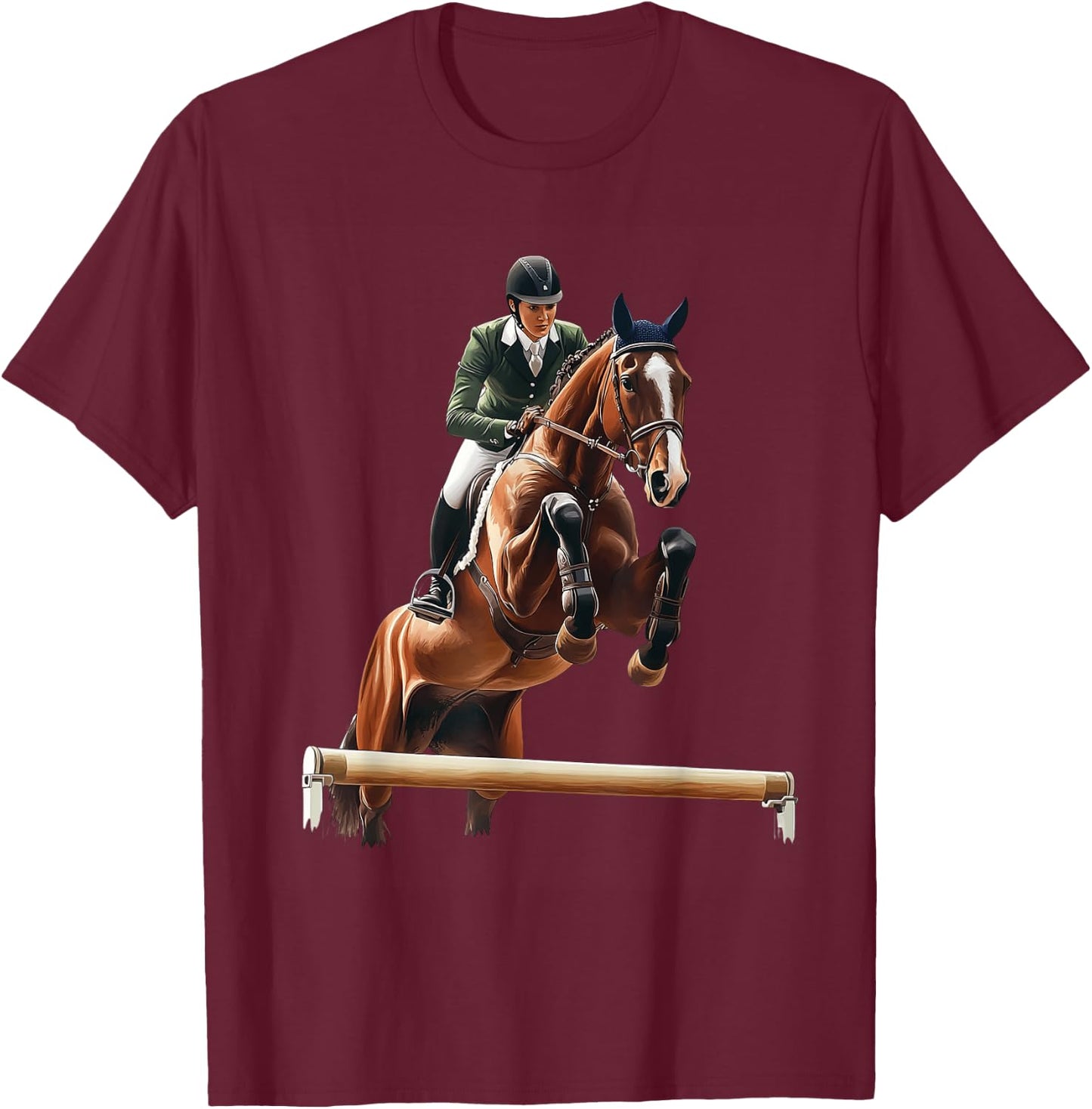 Show Jumping Equestrian Riding T-Shirt - T-Shirt | Maroon