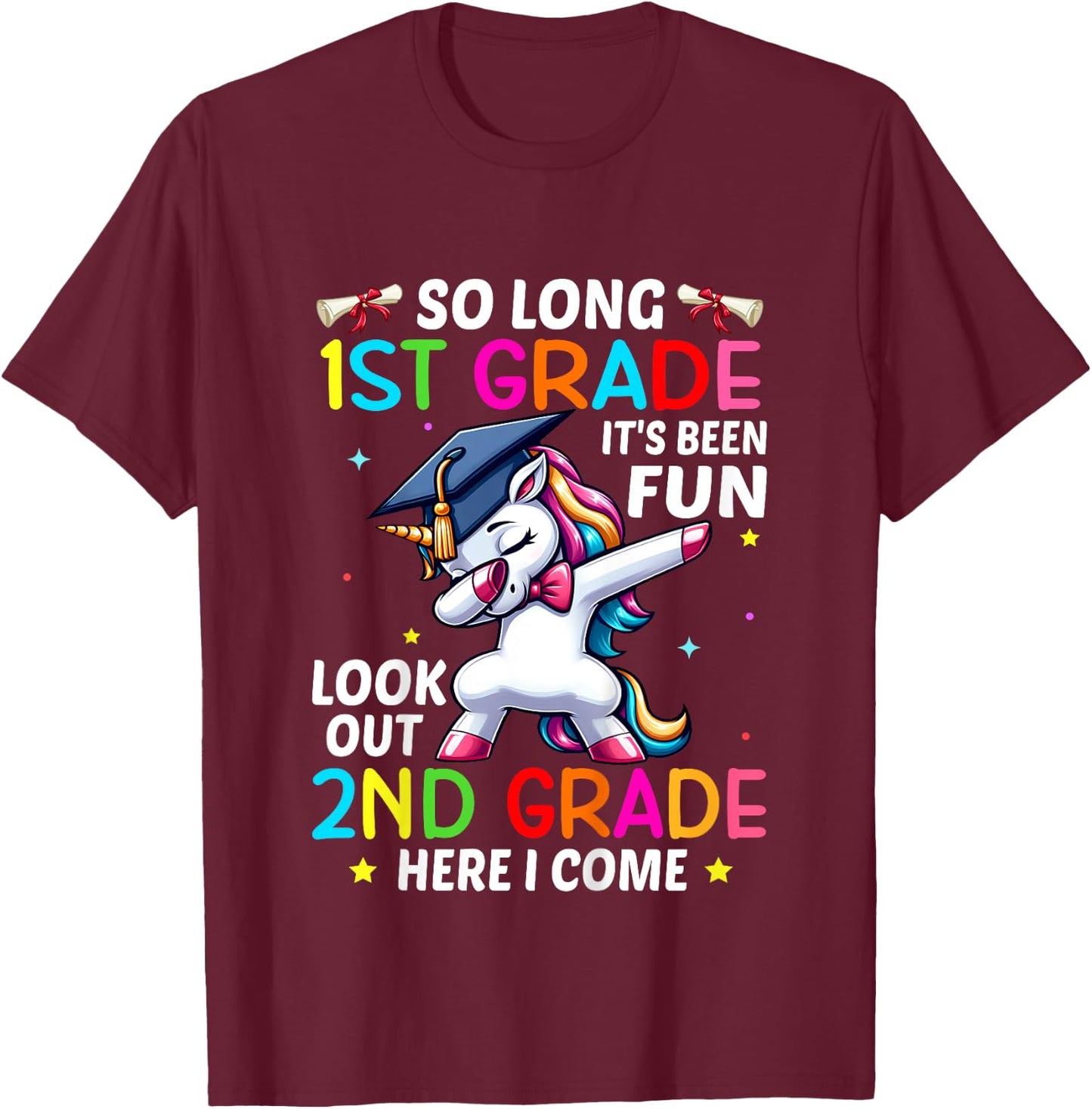 Kids So Long 1st Grade Graduation 2nd Grade Here I Come 2024 T-Shirt - T-Shirt | Maroon