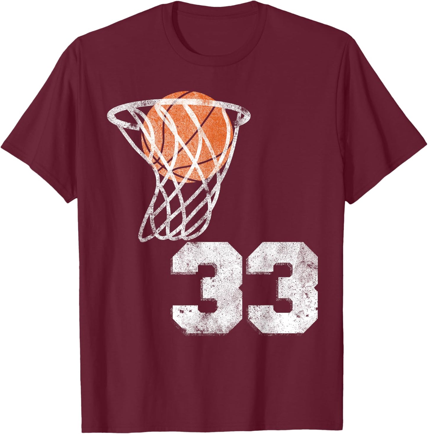 Vintage Basketball Jersey Number 33 Player Number T-Shirt - T-Shirt | Maroon