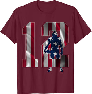 Number 12 Years Football 12th Birthday T-Shirt - T-Shirt | Maroon