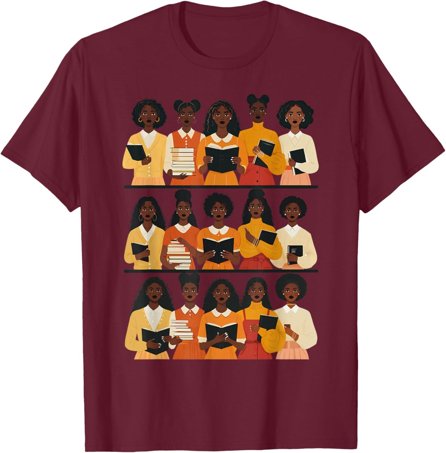 Black Educated Afro Women Girl Reading Book Future HBCU Grad T-Shirt - T-Shirt | Maroon