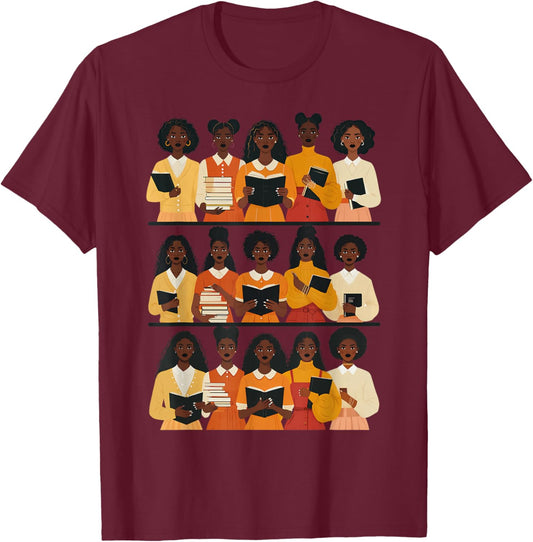 Black Educated Afro Women Girl Reading Book Future HBCU Grad T-Shirt - T-Shirt | Maroon