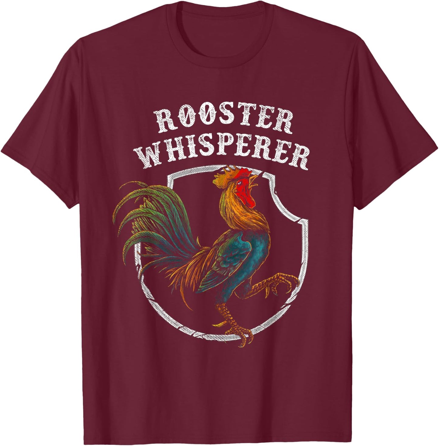 Rooster Whisperer Funny Farmer Gift Retro Shirt Cock Bird T-Shirt - T-Shirt | Maroon