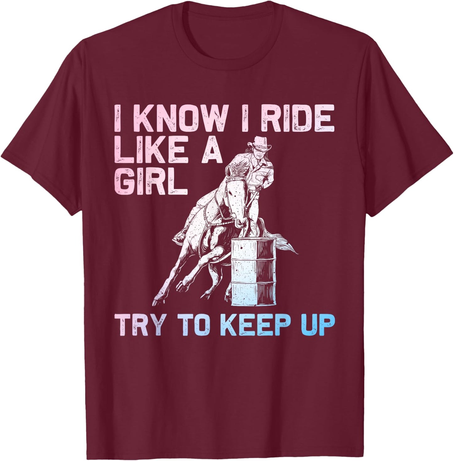 Barrel Racing Design Girls Cowgirl Barrel Racing T-Shirt - T-Shirt | Maroon
