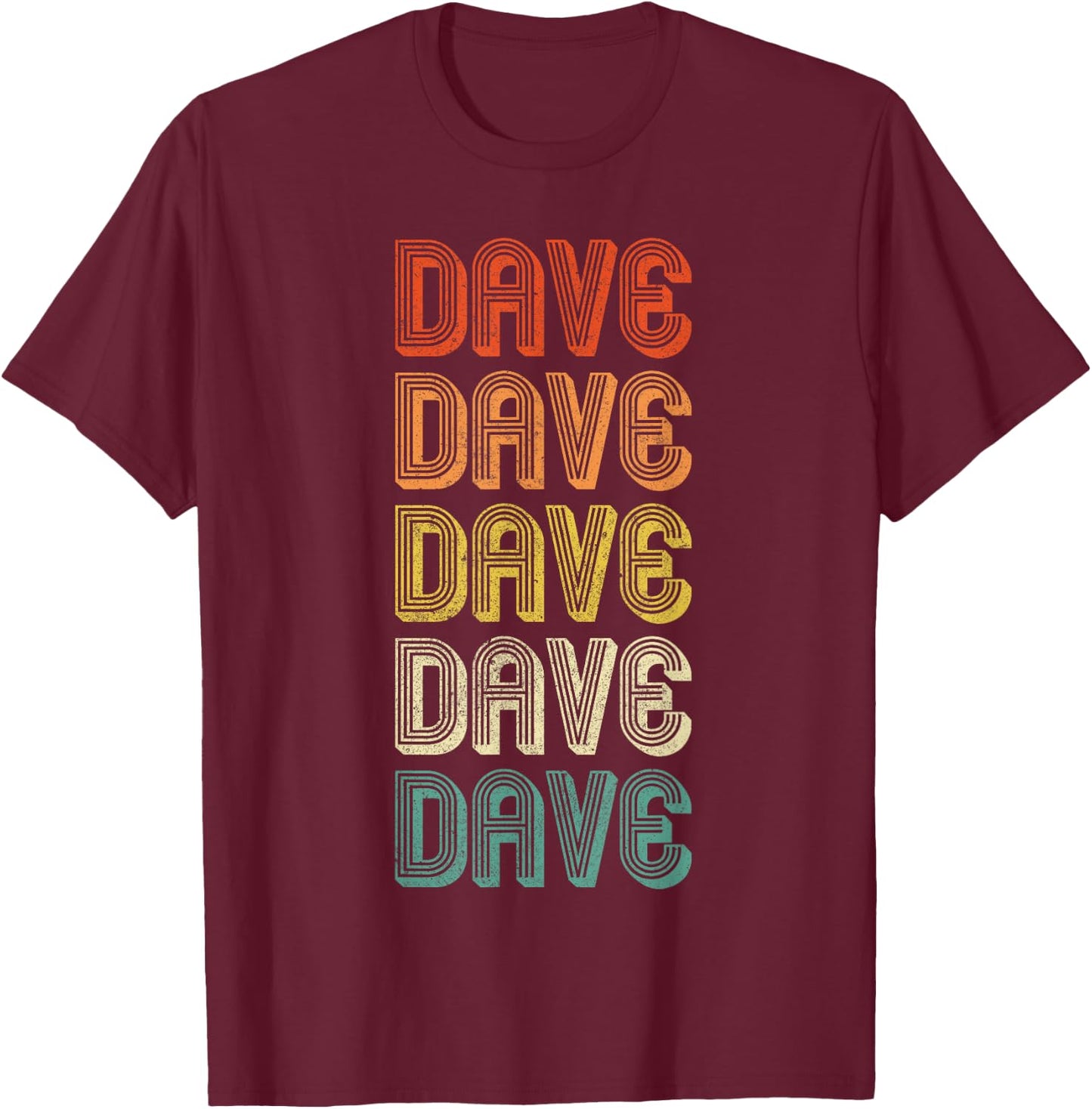 Dave Gifts Vintage Retro Black , Small, -Adult, Short Sleeve, Mandarin Collar, Embroidery T-Shirt - T-Shirt | Maroon