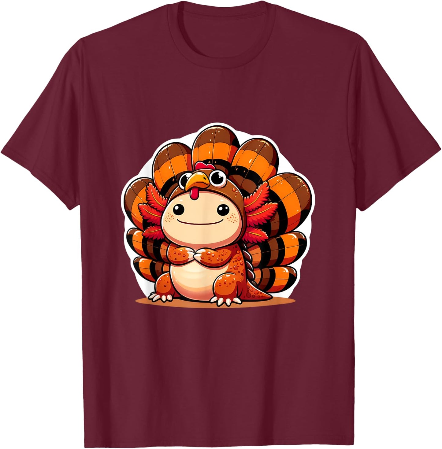 Pilgrim axolotl in Turkey Disguise turkey costume T-Shirt - T-Shirt | Maroon