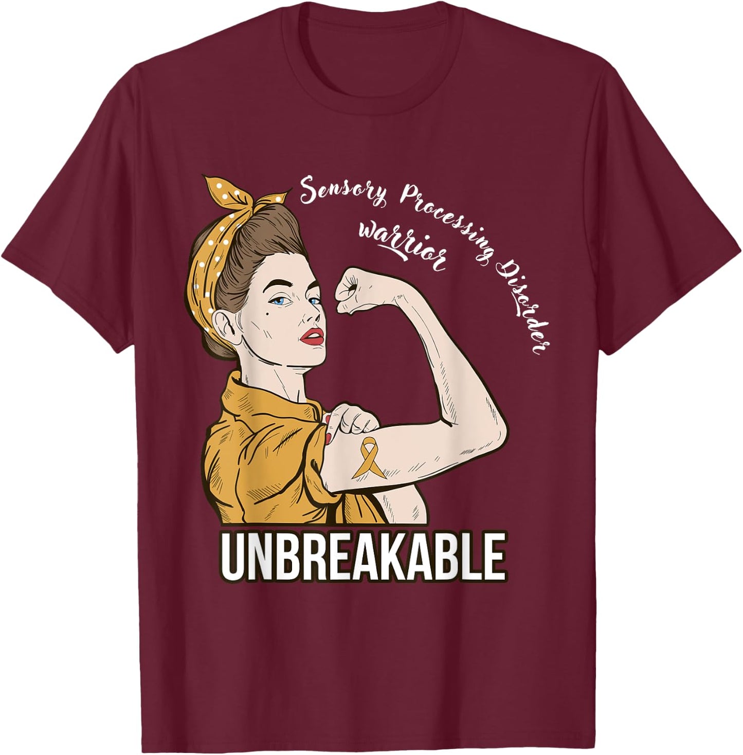 Sensory Processing Disorder Awareness Warrior SPD Support T-Shirt - T-Shirt | Maroon
