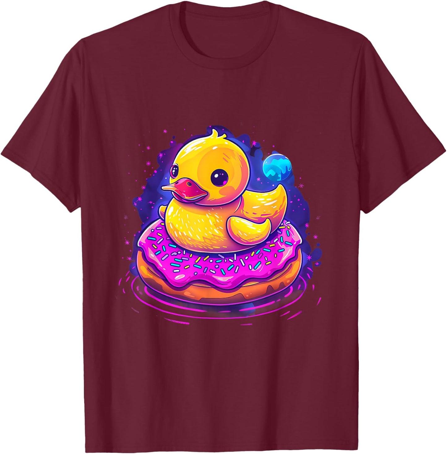 Rubber Duckie Duck Lover Donut Rubber Duckling Rubber Duck T-Shirt - T-Shirt | Maroon