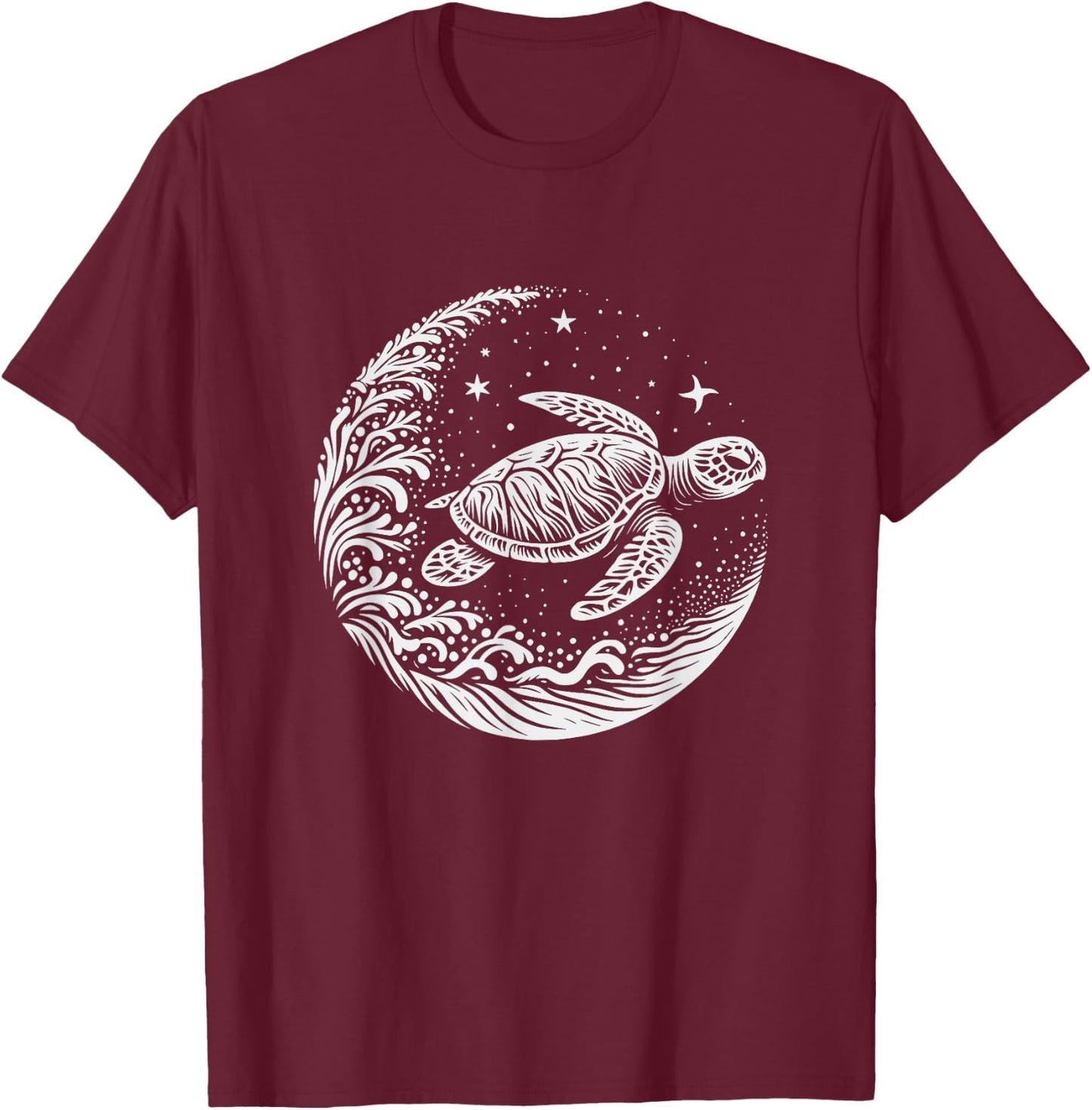 Sea Turtle Moon Graphic Design T-Shirt - T-Shirt | Maroon