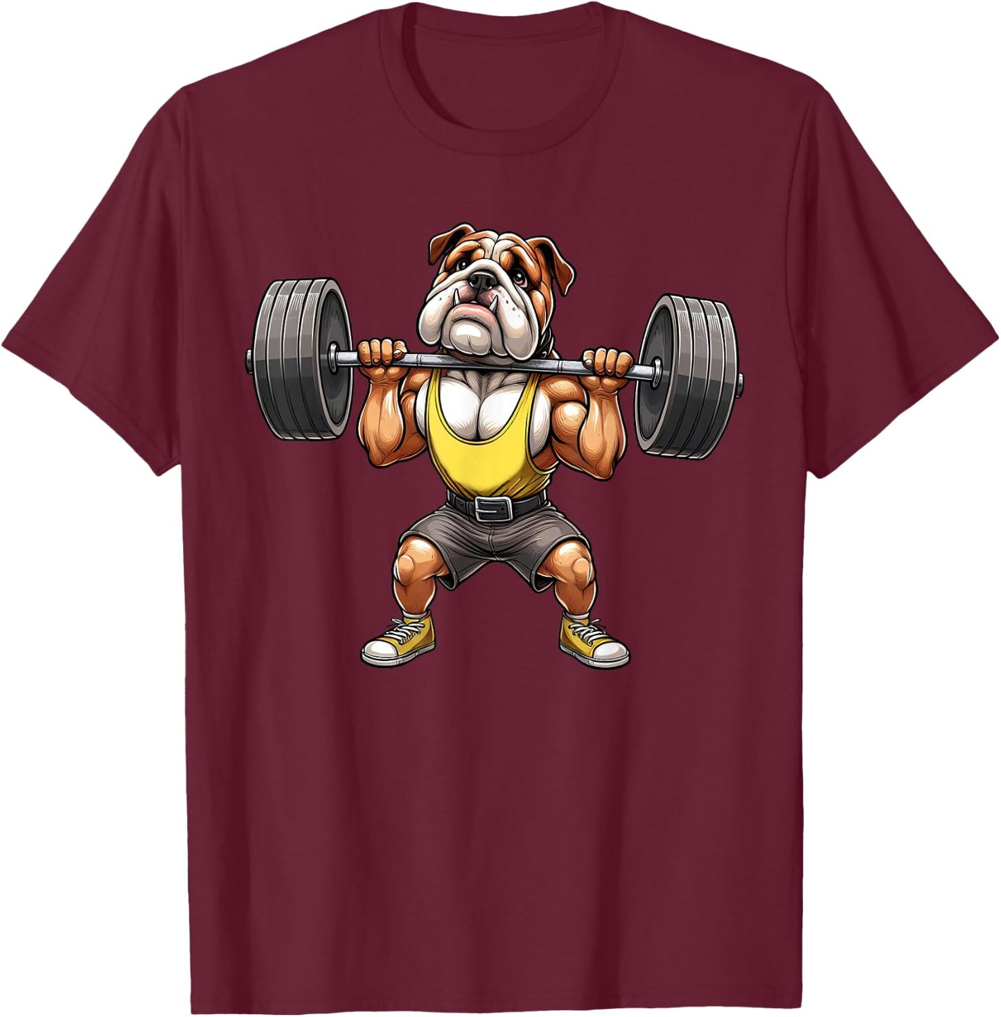 English Bulldog Weightlifting Fitness Gym Training T-Shirt - T-Shirt | Maroon