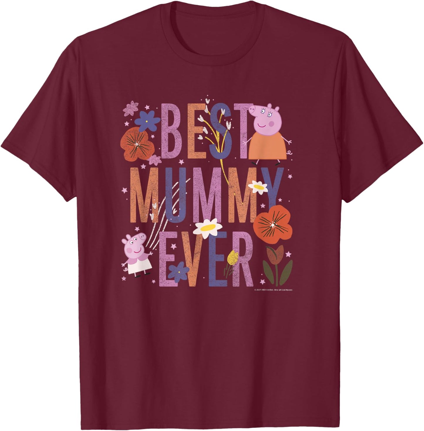 Peppa Pig Mother's Day Best Mummy Ever Vintage Floral T-Shirt - T-Shirt | Maroon