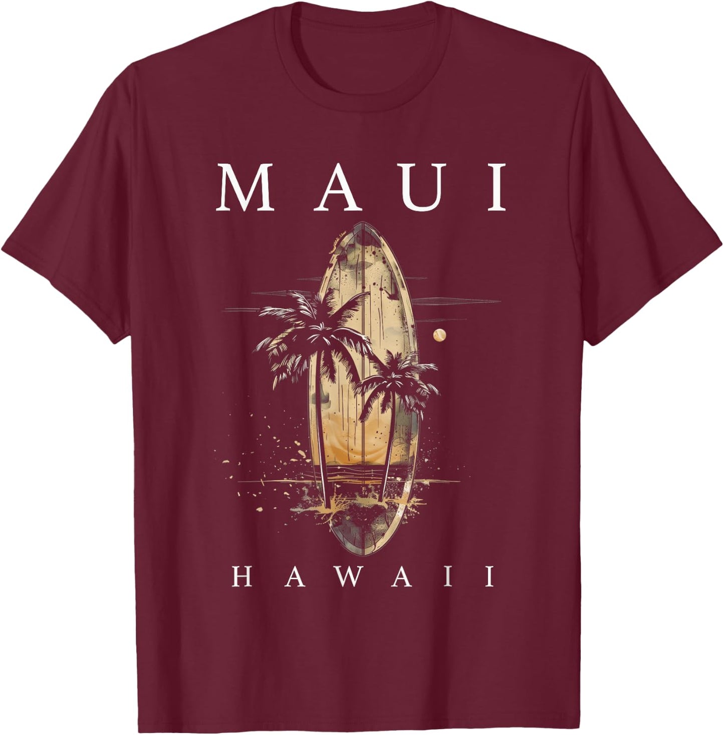 Maui Hawaii Surf Hawaiian Vintage Surfing Surfer T-Shirt - T-Shirt | Maroon