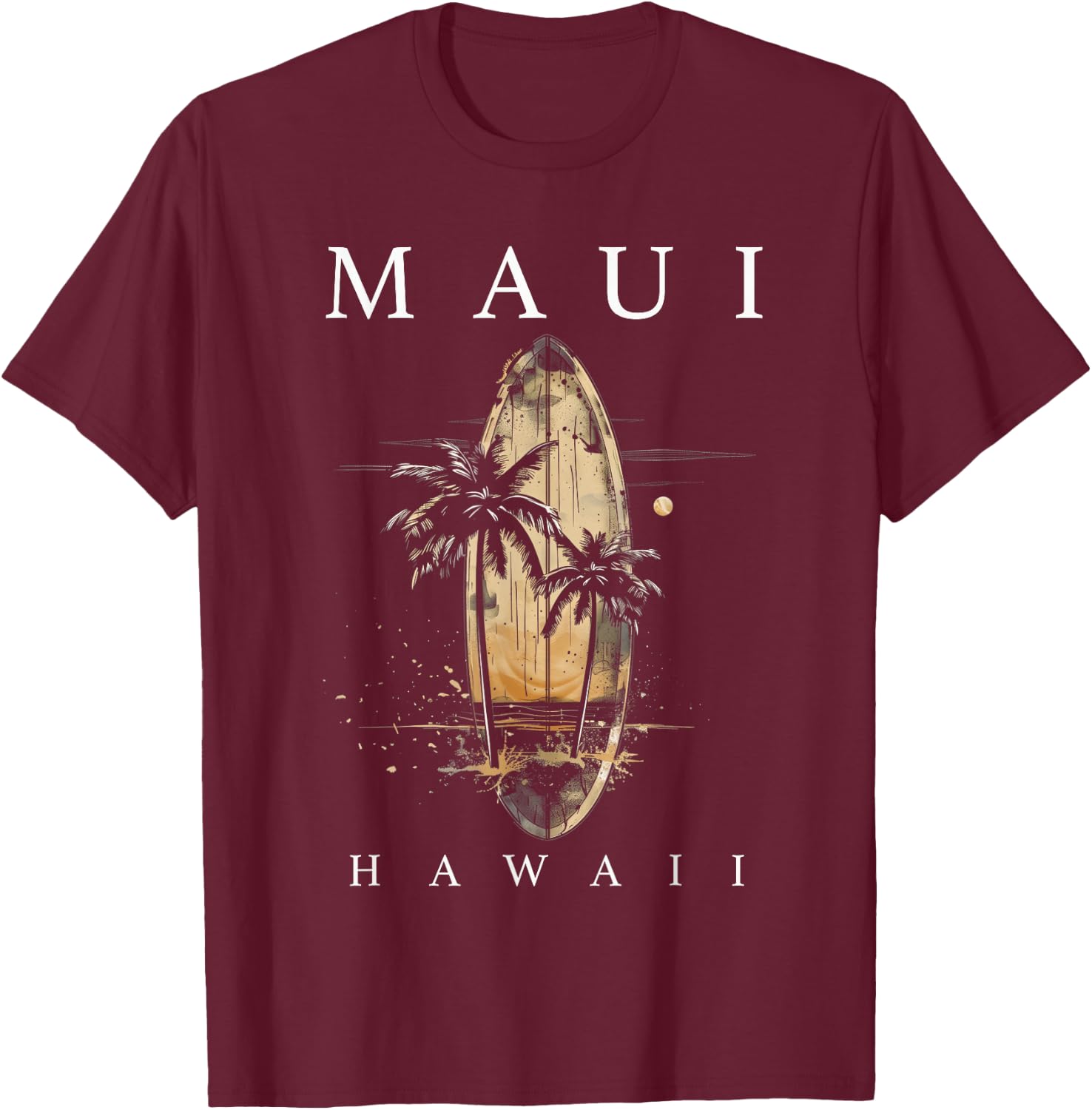 Maui Hawaii Surf Hawaiian Vintage Surfing Surfer T-Shirt - T-Shirt | Maroon