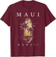 Maui Hawaii Surf Hawaiian Vintage Surfing Surfer T-Shirt - T-Shirt | Maroon