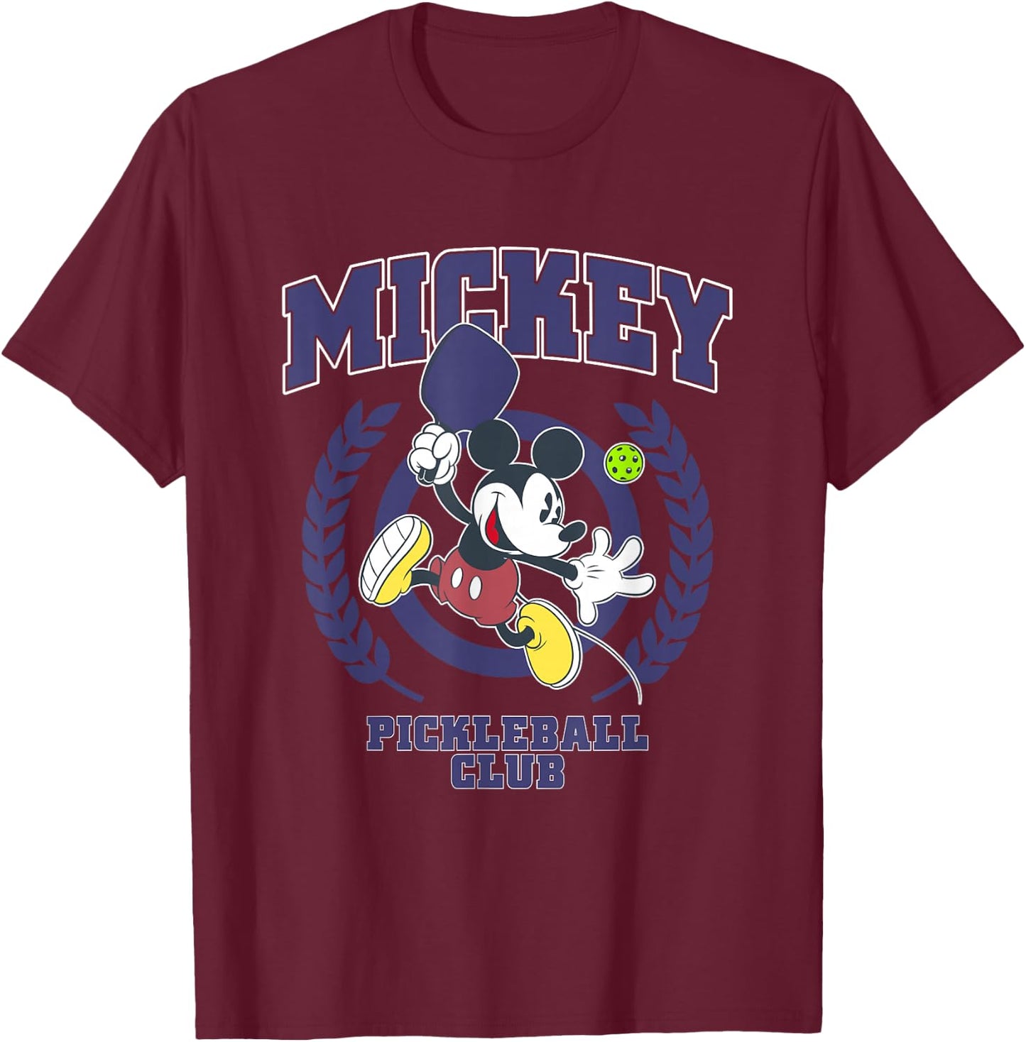 Disney Mickey and Friends Pickleball Club Big Chest Logo T-Shirt - T-Shirt | Maroon