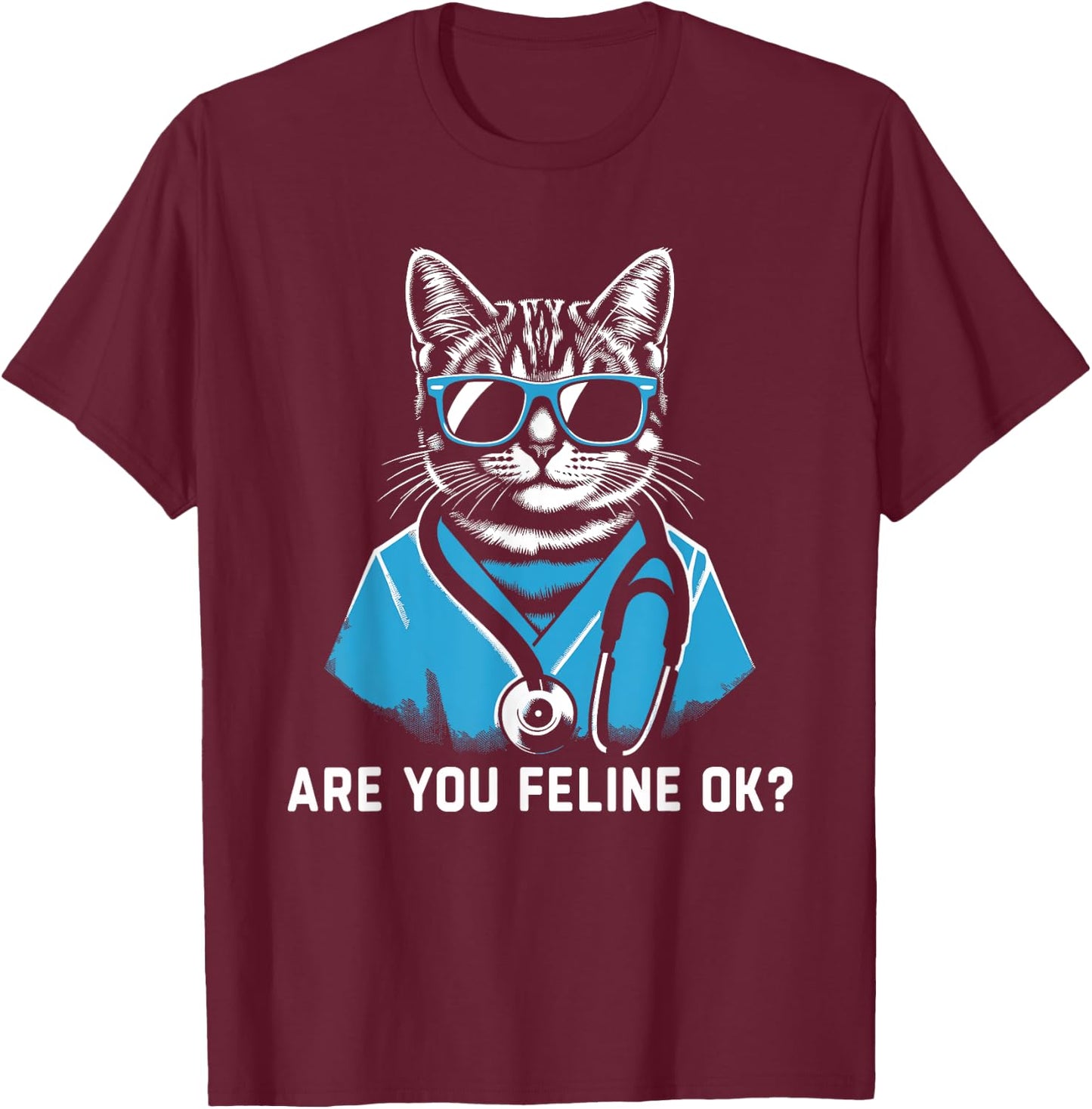 Retro Cat Nurse Gifts Nurse Week Gifts Men Women Funny Nurse T-Shirt - T-Shirt | Maroon