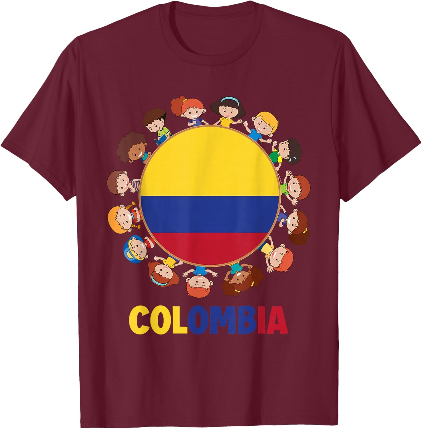 Colombian Flag Hispanic Heritage Month Colombia Kid Girl Boy T-Shirt - T-Shirt | Maroon
