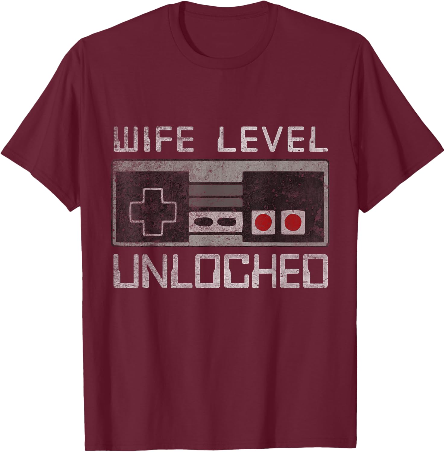 Women Bride Honeymoon Just Married Gamer Wife Level Unlocked T-Shirt - T-Shirt | Maroon