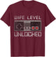 Women Bride Honeymoon Just Married Gamer Wife Level Unlocked T-Shirt - T-Shirt | Maroon