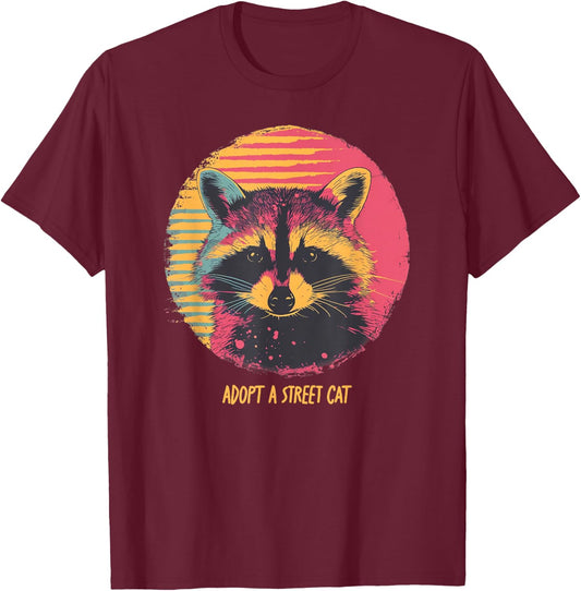 Adopt a Street Cat Raccoon Vintage Trash Panda Funny Graphic T-Shirt - T-Shirt | Maroon