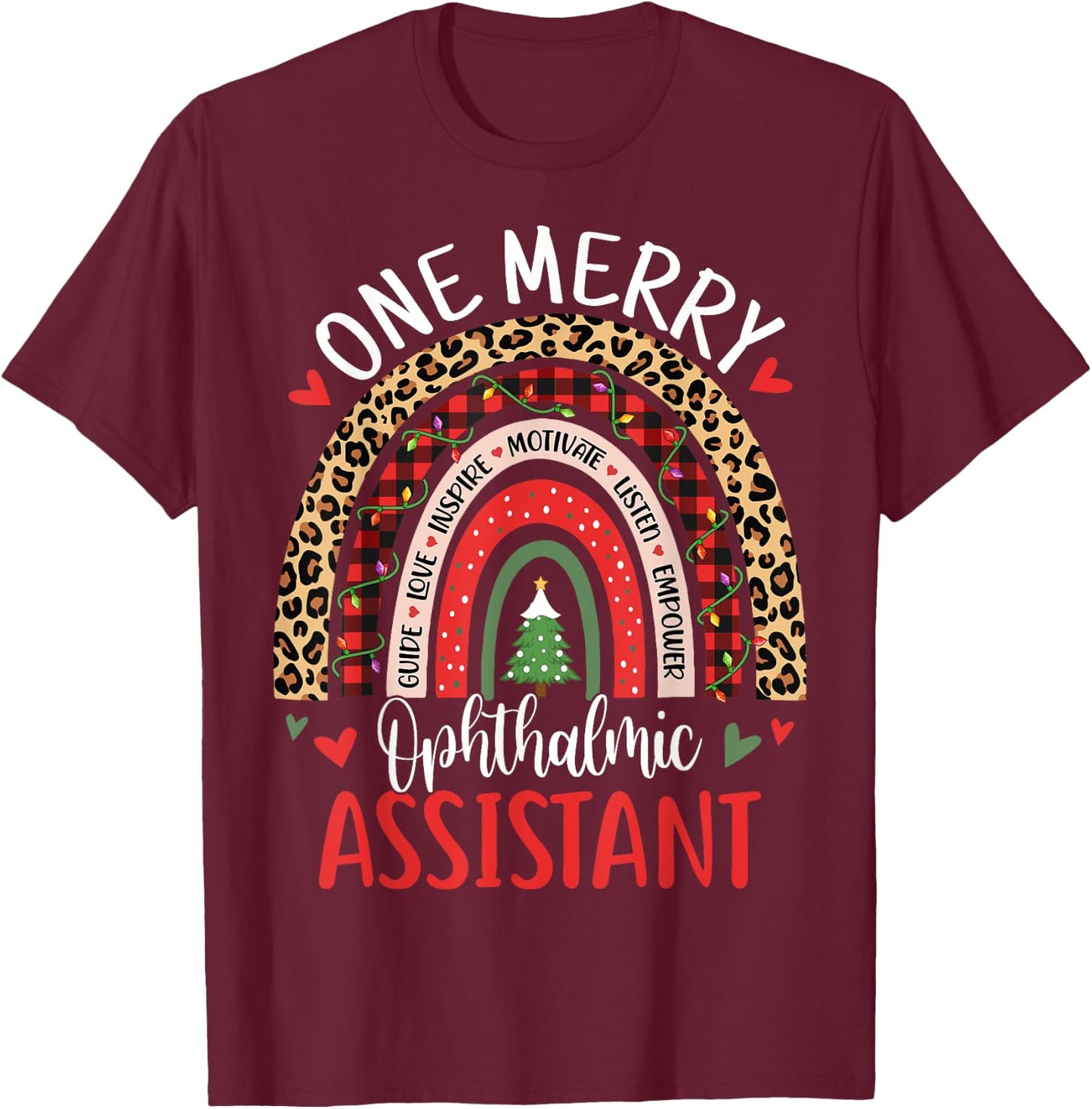 One Merry Ophthalmic Assistant Funny Christmas Ophthalmology T-Shirt - T-Shirt | Maroon