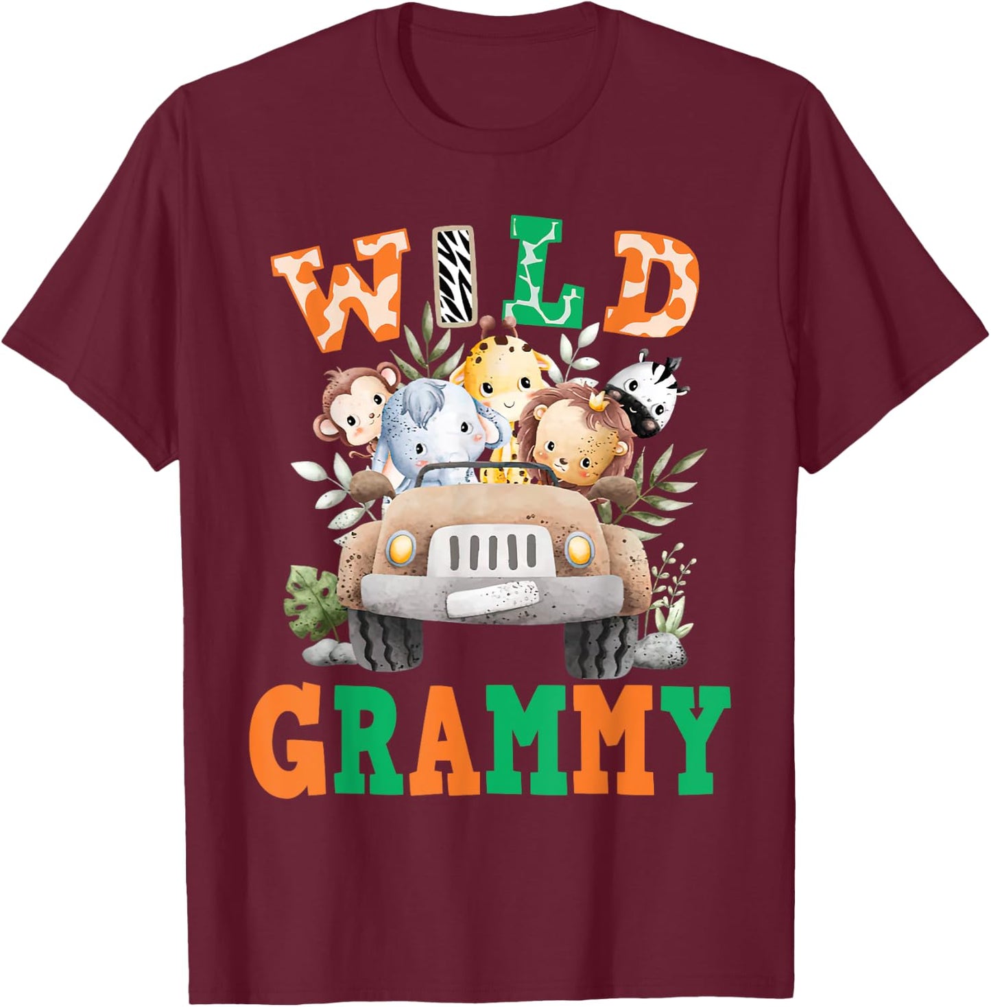 Wild Grammy Zoo Born Two be Wild B-day Safari Jungle Animal T-Shirt - T-Shirt | Maroon