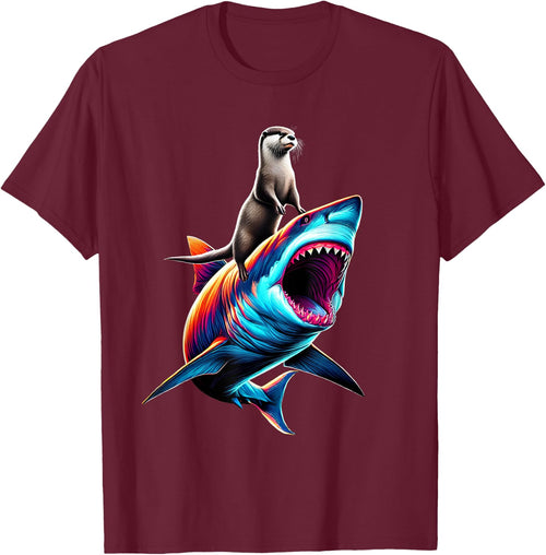 Funny Otter Riding Shark Otter Lover