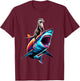 Funny Otter Riding Shark Otter Lover T-Shirt - T-Shirt | Maroon