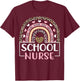 Funny School Nurse Rainbow Leopard Print Nurse T-Shirt - T-Shirt | Maroon