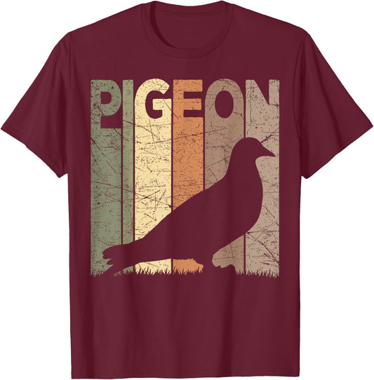 Pigeon Vintage Birdwatching Retro Pigeon Ornithology , Small, Black T-Shirt - T-Shirt | Maroon